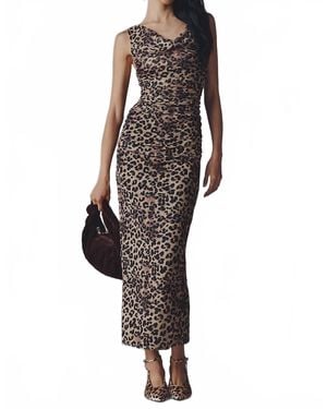 Bishop + Young Ruched Cowl Neck Dress - White