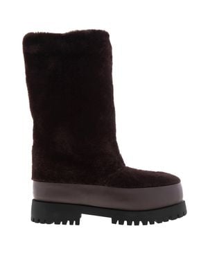 Ferragamo Dalton Merino Platform Boots - Black