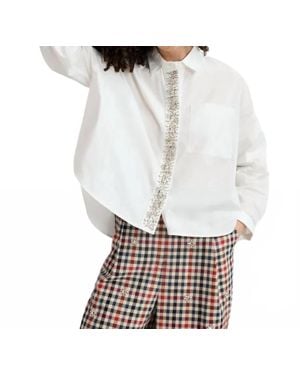 Essentiel Antwerp Cotton Shirt With Embellished Button Placket - White