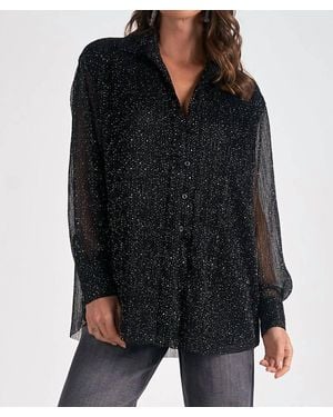 Elan Sparkle Long Sleeve Top - Black