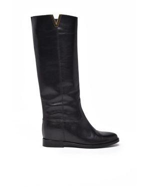 GISÉL MOIRÉ Leather Boots - Black
