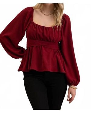Blu Pepper Grace Peplum Blouse - Red