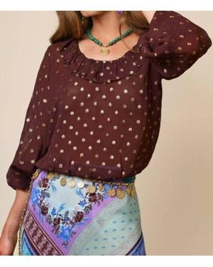 RIXO London Alora Metallic Top - Purple