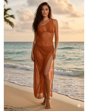 TRUEDAMES Mesh 3 Piece Bikini Set - Brown