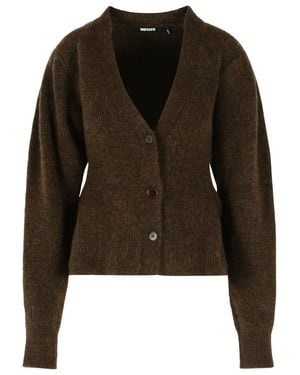 ROTATE BIRGER CHRISTENSEN Ruffled Flared Alpaca-Blend Cardigan - Brown