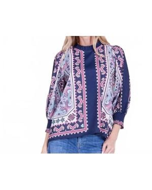J joy Mosaic High-Neck Blouse - Purple
