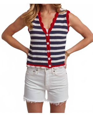 Bone Striped Vest Top - Blue