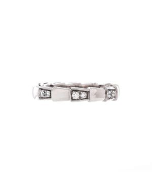 BVLGARI Serpenti Viper Ring 18K With Half Pave Diamonds - White