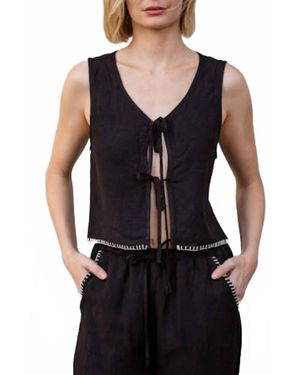 Caydn Lulu Tie Front V-Neck Vest - Black