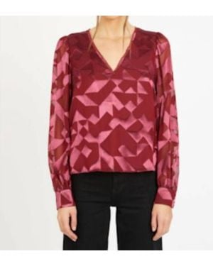 Caballero Ruby V Neck Top - Red