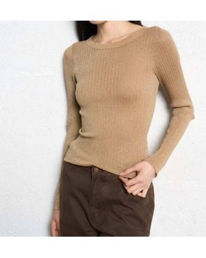 Suncoo Praveg Thin Ribbed Lurex Sweater - Natural