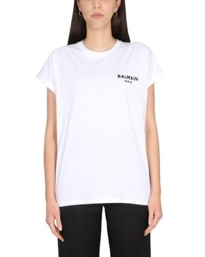 Balmain Flocked Logo T-Shirt - White