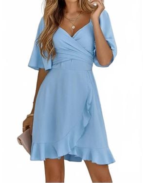 ELINGS Regina Ruffle Trim Dress - Blue