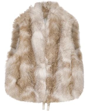 forte_forte Eco Siberian Husky Gradient Faux Fur Vest - Natural