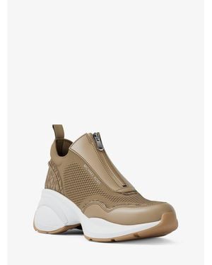 Michael Kors Zuma Mixed-Media Sneaker - White