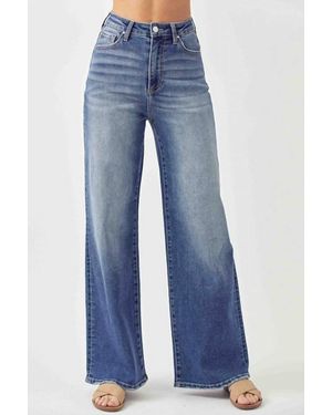 Risen High-Rise Wide Leg Jeans - Blue