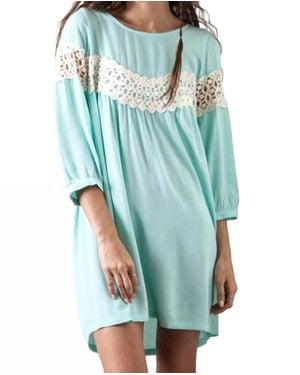 Kori Peak Of Lace Baby Doll Dress - Blue