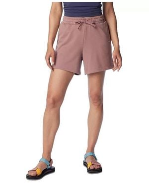 Columbia Trek Shorts French Terry Mid Rise Drawstring Kfc760 - Red