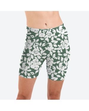 Calypsa High Waisted Mid-Thigh Swim Shorts - Green