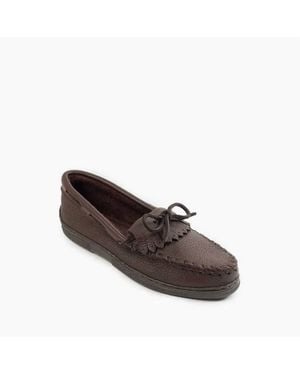 Minnetonka Moosehide Kilty Loafers - Brown
