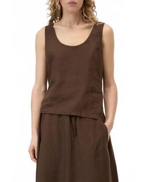 Closed Linen Tank Top - Brown
