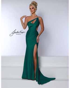 Johnathan Kayne One Shoulder Side Cut Out Prom Dress - Green