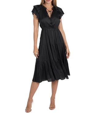 Love Token Pamela Ruffle Trim Midi Dress - Black