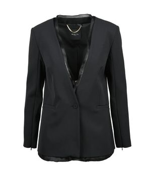Nenette Polyester Button Fitted Jacket - Black