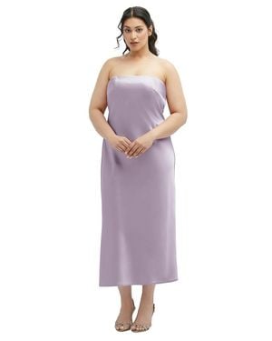 After Six Strapless Midi Bias Column Dress With Peek-A-Boo Corset Back - Purple
