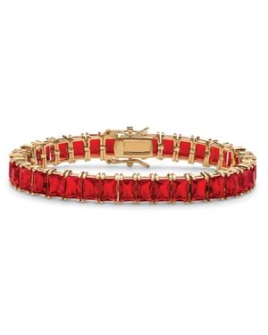 Palmbeach Jewelry 39.10 Cttw. Simulated Ruby-Plated Tennis Bracelet 7.25" - Red