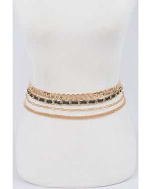 Fashnzfab Multi Layered Chain Belt - Metallic
