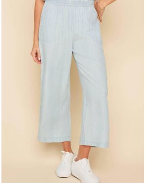 Renuar Striped Pull On Woven Pant - Blue