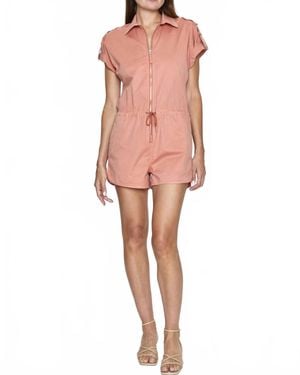 Pistola Meg Short Sleeve Zip Front Romper - Pink