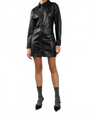 English Factory Faux Leather Cinched Mini Dress - Black