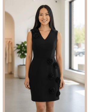 Divina Moda Deep V-Neck Dress - Black