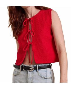 Miou Muse Love Me Knot Tie Front Top - Red