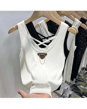 TRUEDAMES M-4Xl Chic Tank Top Sleeveless Summer Korean Fashion Slim Aesthetic Camisole Free Shipping - White
