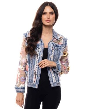 Jadore Embroidered Denim And Lace Bohemian Jacket - Multicolor