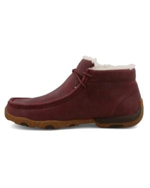 Twisted X Fur Chukka Driving Moccasins - Red