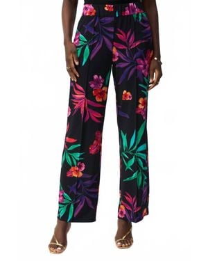 Joseph Ribkoff Tropical Print Wide Leg Pants - Blue