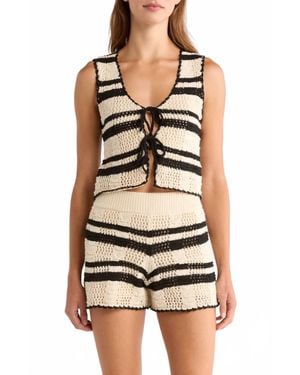 Elan Tie Front Knit Sleeveless Top - White