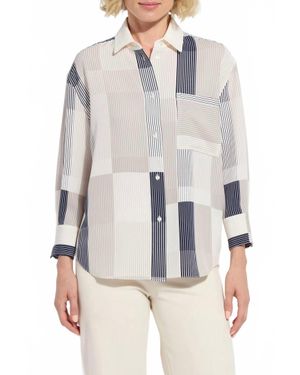 Lyssé Jessica 3/4 Sleeve Cropped Shirt - White