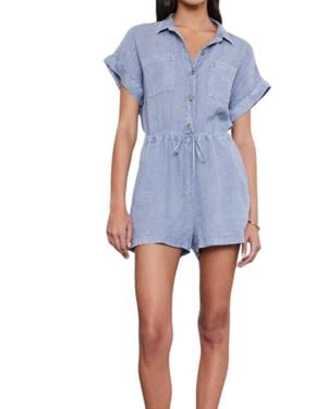 Velvet By Graham & Spencer Clare Linen Romper - Blue