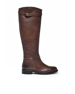 METISSE Leather Riding Boots - Brown