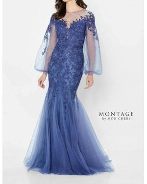 Montage by Mon Cheri Lace Ornate Mother Of The Bride Gown - Blue