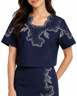 Never A Wallflower French Knot Top - Blue