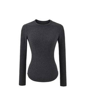 TRUEDAMES Hourglass Waist Long Sleeve T-Shirt - Black