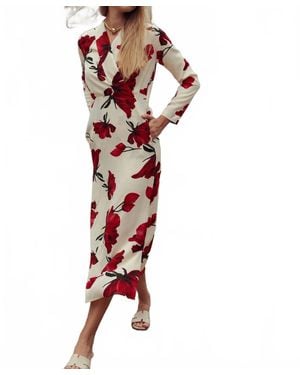 Profile Nyc Rose Faux Wrap Dress - Red