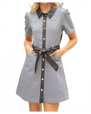 Voya Mini Shirt Dress - Gray