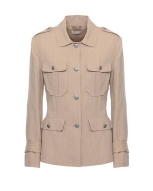 Antonelli Eve Flap Pockets Viscose-Linen Jacket - Natural